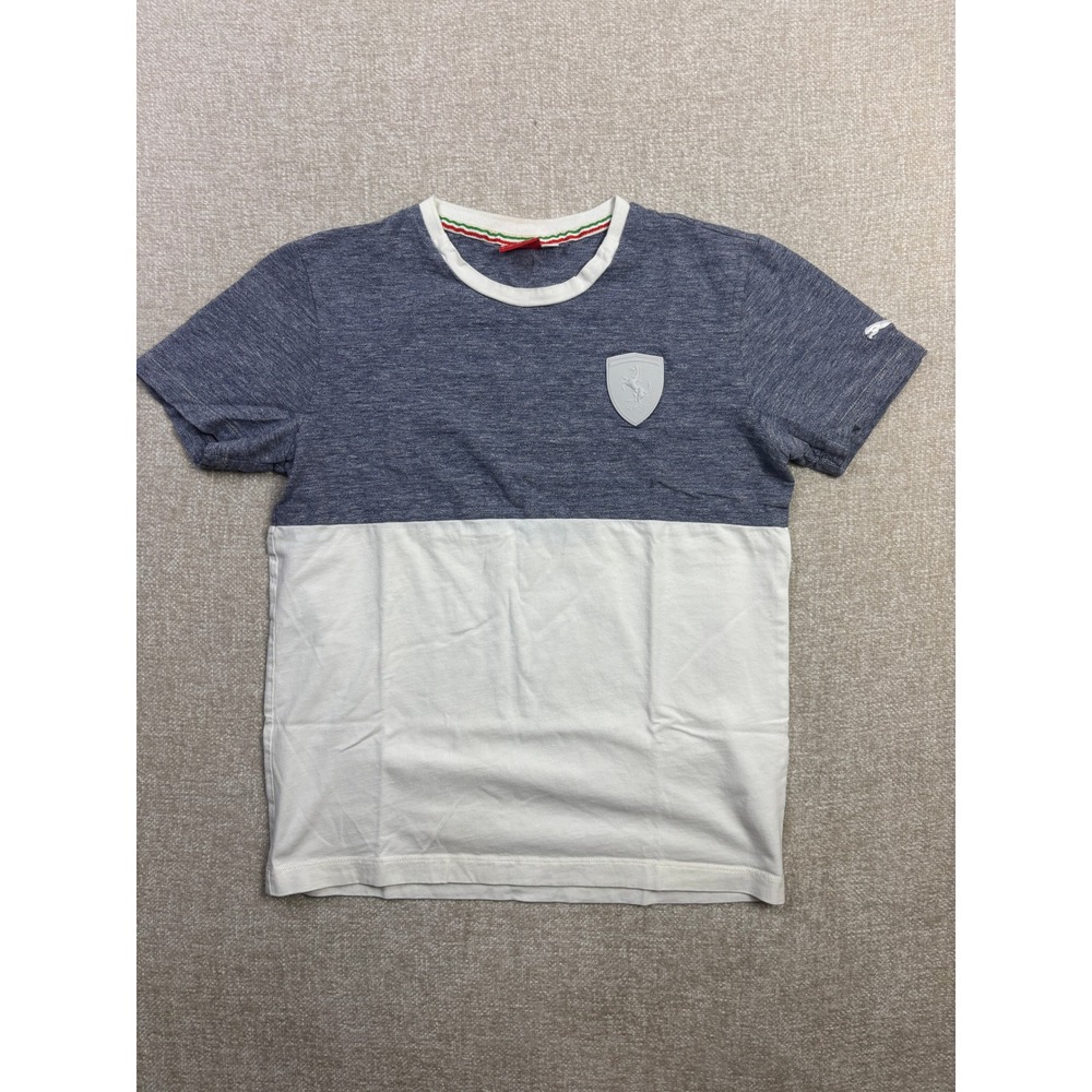 Puma Ferrari Scuderia Mens Shirt Small Blue White Colorblock Racing T-Shirt